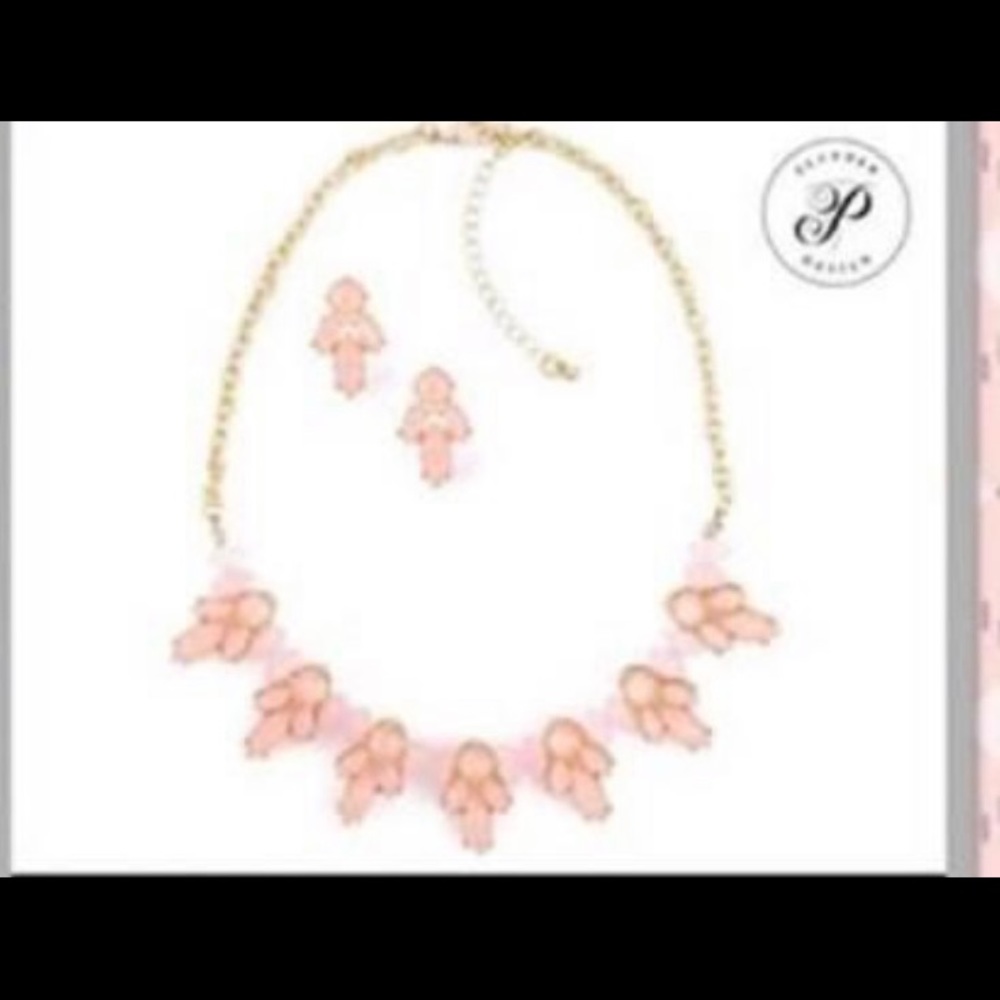 PlunderDesign pink necklace and earrings to match